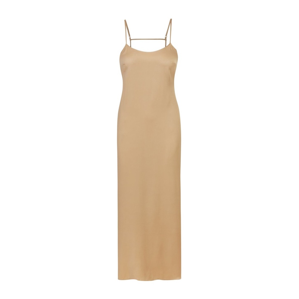 SKIMS Silk Long Pajama Slip (Small- Honey)